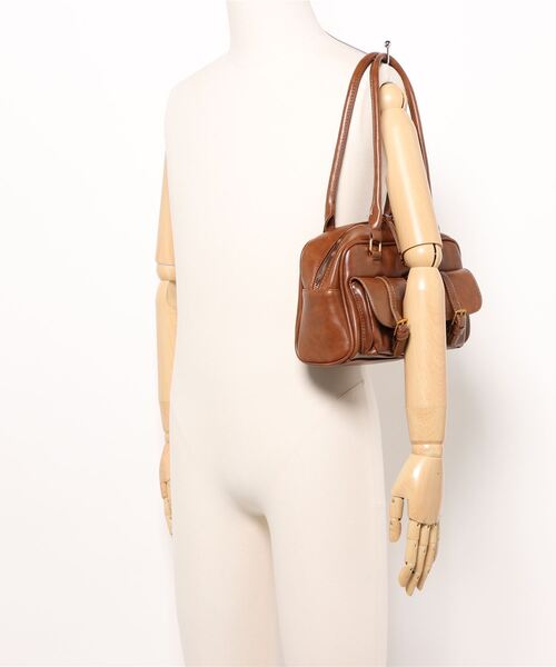 韓国デザイン レザーハンドバッグ オフィス ショルダー BAG florist｜【韓国ファッション】レザーライクダブルポケット