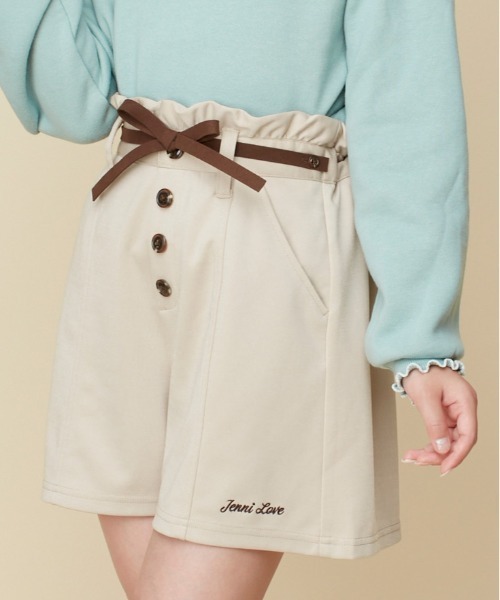JENNI love（ジェニィラブ）の「【ベルト取り外し・ウエスト調整可】細リボンベルト付きキュロット（その他パンツ・キッズ・ベージュ/サックスブルー/ブラック・130cm/140cm/150cm/160cm）」の3枚目の写真
