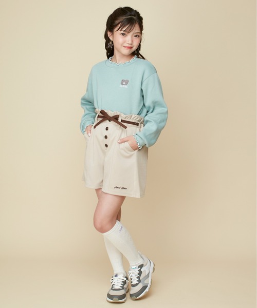 JENNI love（ジェニィラブ）の「【ベルト取り外し・ウエスト調整可】細リボンベルト付きキュロット（その他パンツ・キッズ・ベージュ/サックスブルー/ブラック・130cm/140cm/150cm/160cm）」の7枚目の写真