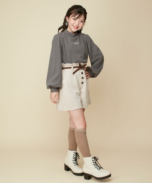 JENNI love（ジェニィラブ）の「【ベルト取り外し・ウエスト調整可】細リボンベルト付きキュロット（その他パンツ・キッズ・ベージュ/サックスブルー/ブラック・130cm/140cm/150cm/160cm）」の9枚目の写真