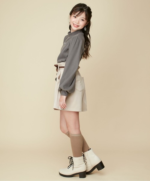 JENNI love（ジェニィラブ）の「【ベルト取り外し・ウエスト調整可】細リボンベルト付きキュロット（その他パンツ・キッズ・ベージュ/サックスブルー/ブラック・130cm/140cm/150cm/160cm）」の10枚目の写真