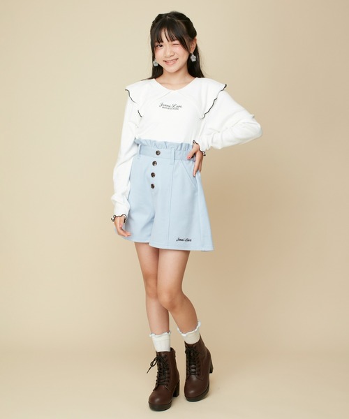 JENNI love（ジェニィラブ）の「【ベルト取り外し・ウエスト調整可】細リボンベルト付きキュロット（その他パンツ・キッズ・ベージュ/サックスブルー/ブラック・130cm/140cm/150cm/160cm）」の12枚目の写真