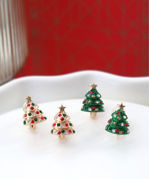 Three Four Time(スリーフォータイム)の「【X'mas】クリスマスツリーイヤリング(イヤリング・レディース・ゴールド/グリーン・FREE)」の5枚目の写真