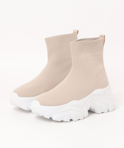 Fabby fabby（ファビィーファビィー）の「ニットスニーカーブーツ（ブーツ・レディース・ブラック/アイボリー/ブラック系その他/ベージュ・LARGE/MEDIUM/SMALL）」の4枚目の写真