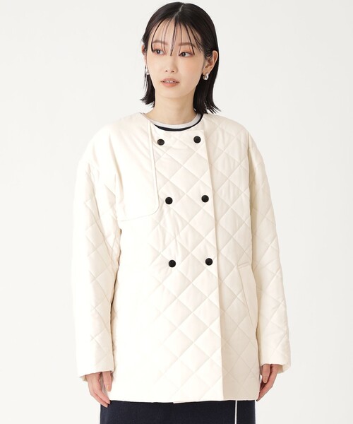 CAST:（キャストコロン）の「【着回し抜群】中わたキルティングコート（トレンチコート・レディース・ブラック/グリーン/オフホワイト・S/M）」の2枚目の写真