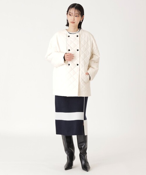 CAST:（キャストコロン）の「【着回し抜群】中わたキルティングコート（トレンチコート・レディース・ブラック/グリーン/オフホワイト・S/M）」の4枚目の写真