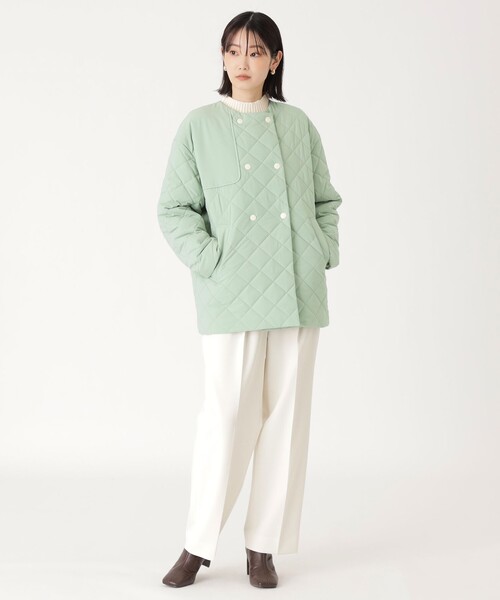 CAST:（キャストコロン）の「【着回し抜群】中わたキルティングコート（トレンチコート・レディース・ブラック/グリーン/オフホワイト・S/M）」の6枚目の写真