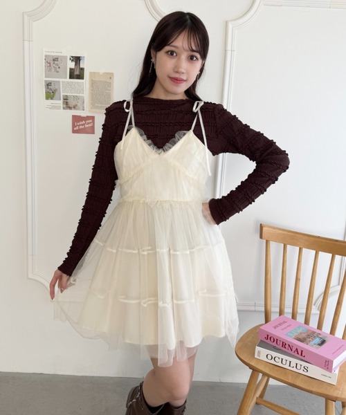 Loueme（ルエム）の「【5色展開】ホイップレースフリルトップス（Tシャツ/カットソー・レディース・ブラック/アイボリー/ブラウン/ピンク/ホワイト・FREE）」の18枚目の写真