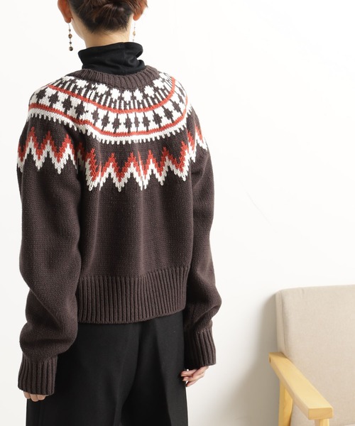 FOUND GOOD（ファウンドグッド）の「ノルディックニットカーデ（ニット/セーター・レディース・ベージュ/ブラウン系8/ブラック・L/M/S）」の11枚目の写真