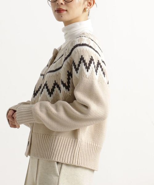 FOUND GOOD（ファウンドグッド）の「ノルディックニットカーデ（ニット/セーター・レディース・ベージュ/ブラウン系8/ブラック・L/M/S）」の4枚目の写真