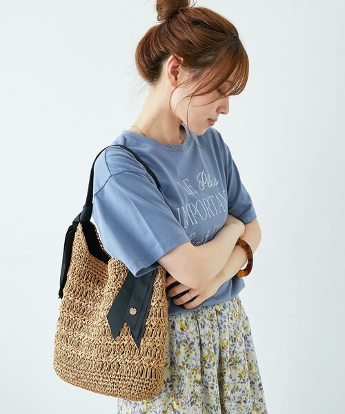 デニム LE CEUR バッグ Cording Embroidery Demi Lune Handbag - beige - Mame Kurogouchi