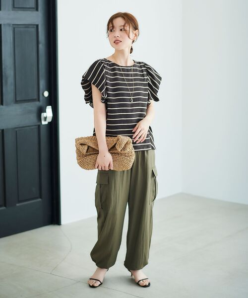 le.coeur blanc（ルクールブラン）の「グログランテープ柄編みペーパーバッグ（かごバッグ・レディース・ブラック/グレー/ベージュ・FREE）」の20枚目の写真