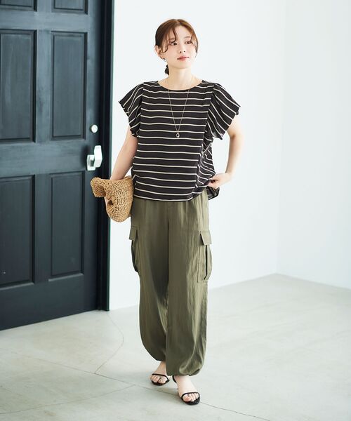 le.coeur blanc（ルクールブラン）の「グログランテープ柄編みペーパーバッグ（かごバッグ・レディース・ブラック/グレー/ベージュ・FREE）」の21枚目の写真