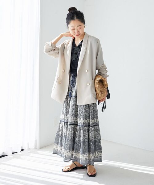 le.coeur blanc（ルクールブラン）の「グログランテープ柄編みペーパーバッグ（かごバッグ・レディース・ブラック/グレー/ベージュ・FREE）」の22枚目の写真