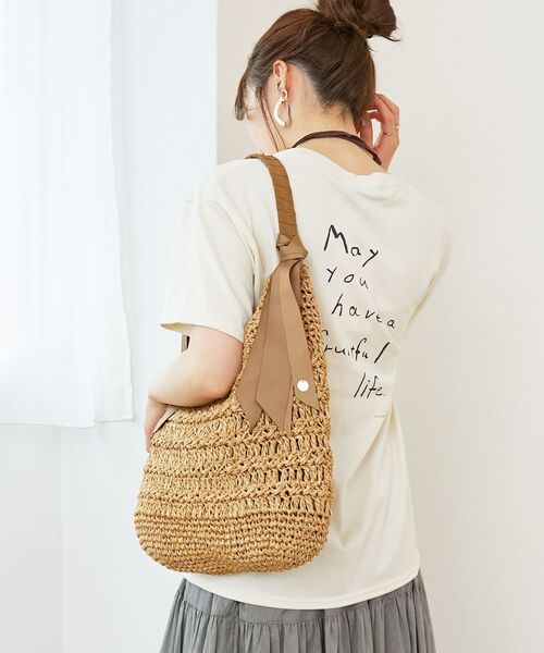 グログランテープ柄編みペーパーバッグ（かごバッグ）｜le.coeur blanc