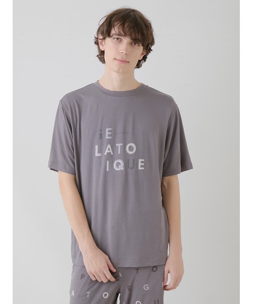セール】【HOMME】【接触冷感】レーヨンロゴワンポイントTシャツ