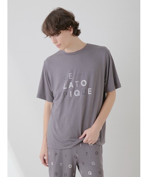 GELATO PIQUE レーヨンロゴ ルームウェア セール】【HOMME】【接触冷感】レーヨンロゴワンポイントTシャツ