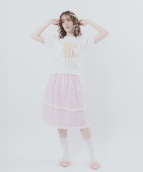 Lolime by mellfy memory(ロリミー バイ メルフィーメモリー)の「FANCY BUNNY ニットトップス(ニット/セーター・レディース・ホワイト/ネイビー・M)」の6枚目の写真