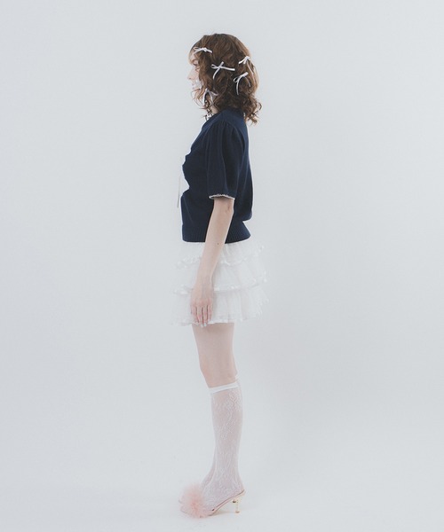Lolime by mellfy memory(ロリミー バイ メルフィーメモリー)の「FANCY BUNNY ニットトップス(ニット/セーター・レディース・ホワイト/ネイビー・M)」の4枚目の写真
