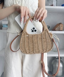 ハーリップトゥ　ベージュ かごバッグ 小型 ベージュ 布製 かごバッグ 小型 ハーリップトゥ ベージュ かごバッグ