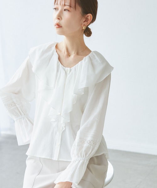セール】【接触冷感・通気性】お着軽シャツシリーズ/綿ボイルフリル