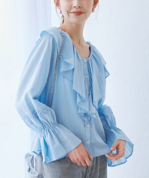 セール】【接触冷感・通気性】お着軽シャツシリーズ/綿ボイルフリル