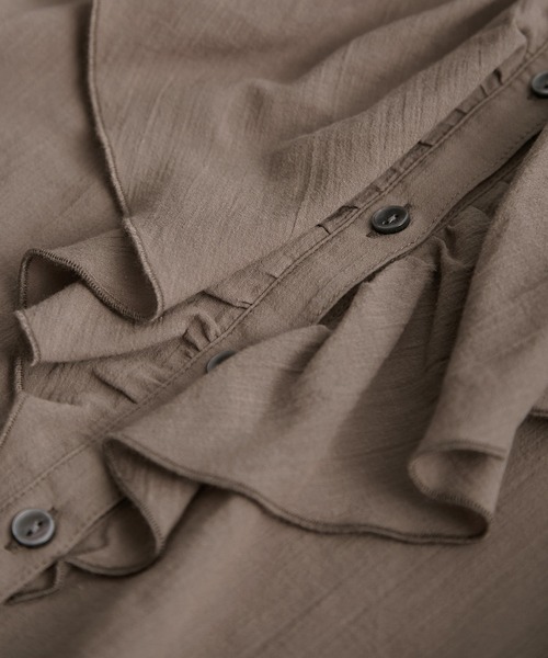 ROPE' PICNIC（ロペピクニック）の「【接触冷感・通気性】お着軽シャツシリーズ/綿ボイルフリルブラウス（シャツ/ブラウス・レディース・ブラック/ブラウン/オフホワイト/サックスブルー/イエロー・38）」の22枚目の写真