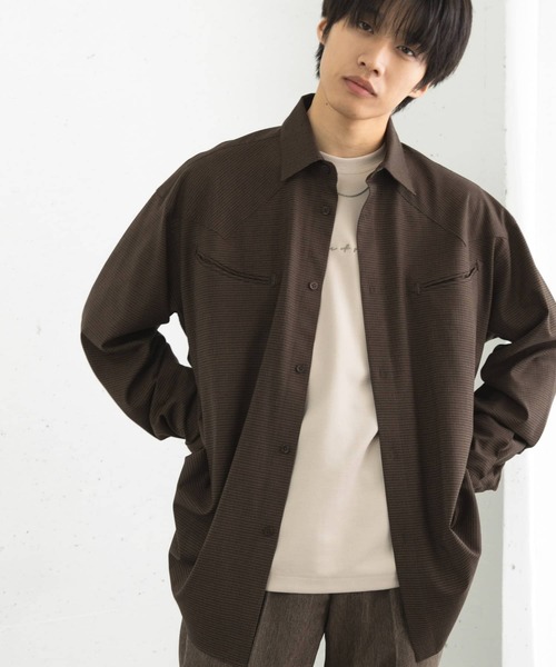 SENSE OF PLACE by URBAN RESEARCH（センスオブプレイスバイアーバンリサーチ）の「チェックウエスタンシャツ（シャツ/ブラウス・メンズ・ライトベージュ/ダークブラウン/カーキ・MEDIUM/LARGE）」の4枚目の写真