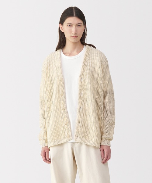 MUJI Labo(ムジラボ)の「〔MUJI Labo〕紳士 コットンローゲージニットカーディガン(カーディガン/ボレロ・メンズ・アイボリー/チャコールグレー・XL/L/M/S)」の11枚目の写真