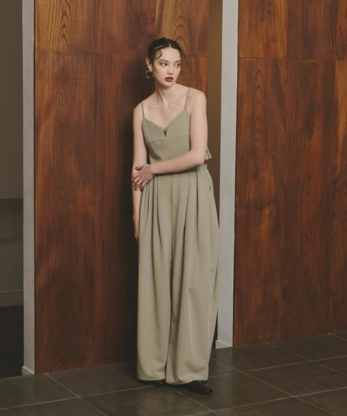 ANDRESD ピンストライプビスチェワイドパンツドレス　S size ピンストライプビスチェワイドパンツドレス / pinstripe bustier wide