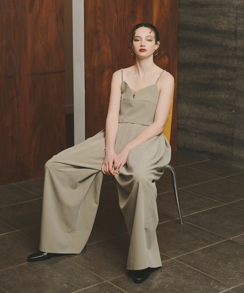 ANDRESD ピンストライプビスチェワイドパンツドレス ピンストライプビスチェワイドパンツドレス / pinstripe bustier wide