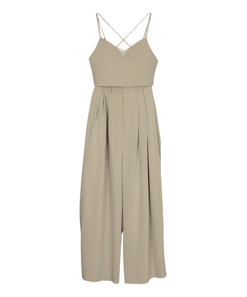 pinstripe bustier wide pants dress ピンストライプビスチェ