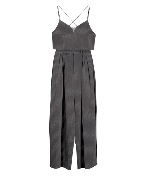 ANDRESD パンツドレス　公式ショップ完売品　サイズL pinstripe bustier wide pants dress ピンストライプビスチェ
