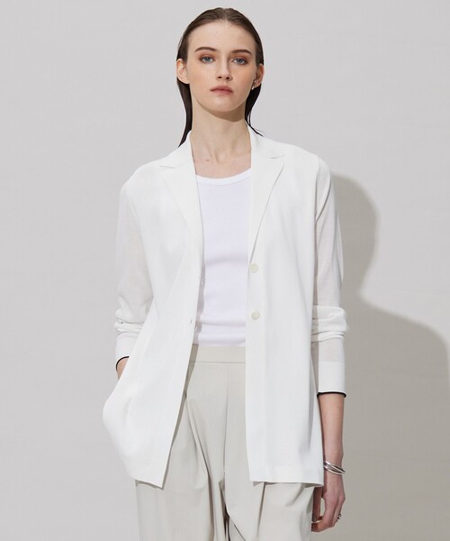 intoca/イントゥーカ/ニットテーラードジャケット/size2/ホワイト intoca/イントゥーカ/ニットテーラードジャケット/size2/ホワイト