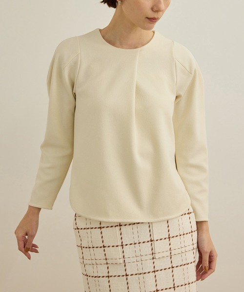 ROPE'（ロペ）の「【洗える】ジャガードニットプルオーバー（梨地プルオーバー）/セットアップ対応（Tシャツ/カットソー・レディース・ベージュ/ネイビー・36/38）」の6枚目の写真