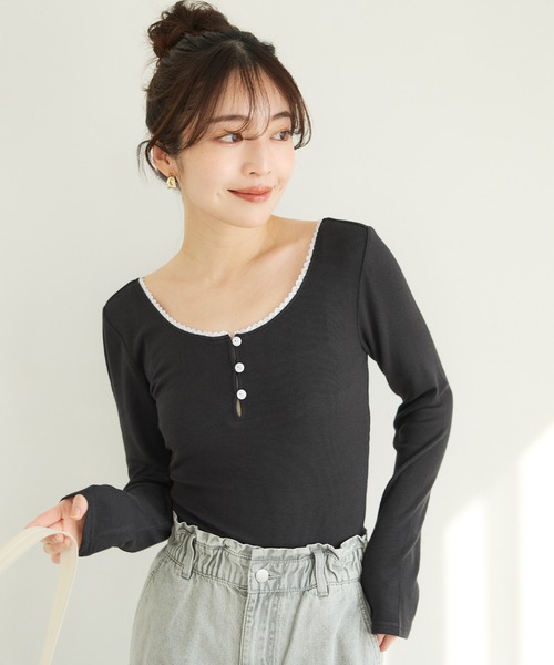 coca(coca)(コカ)の「テレコリブレーストップス(ニット/セーター・レディース・ネイビー/ブラック/グレー/ピンク・L/S/M)」の8枚目の写真