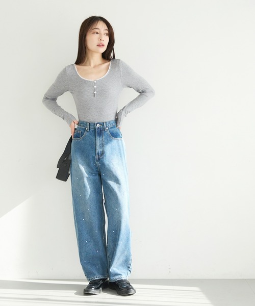 coca(coca)(コカ)の「テレコリブレーストップス(ニット/セーター・レディース・ネイビー/ブラック/グレー/ピンク・L/S/M)」の16枚目の写真