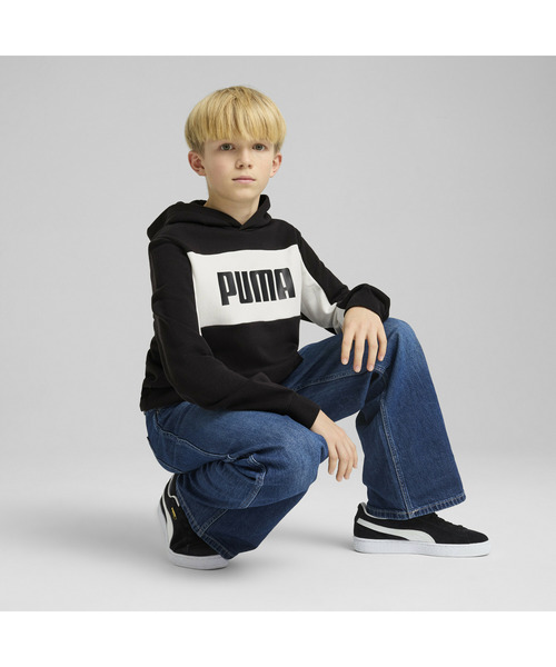 PUMA（プーマ）の「PUMA プーマ ボーイズ ESS ブロック フーディ TR B 120-160cm（パーカー・キッズ・ブラック/ネイビー・140/150/160/120/130）」の4枚目の写真