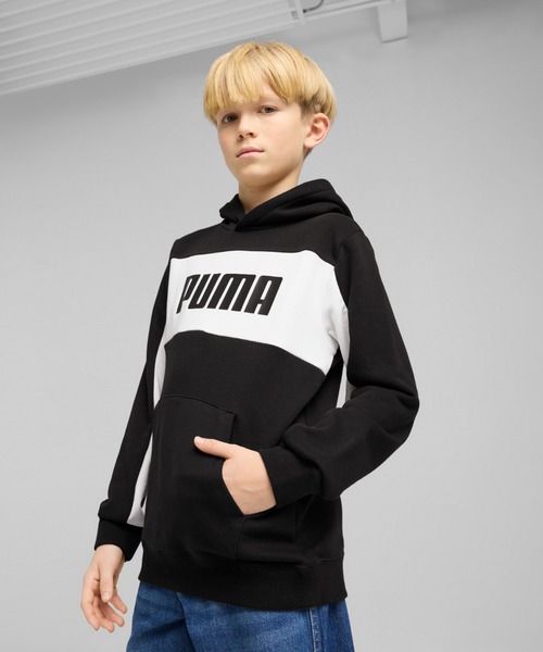 PUMA（プーマ）の「PUMA プーマ ボーイズ ESS ブロック フーディ TR B 120-160cm（パーカー・キッズ・ブラック/ネイビー・140/150/160/120/130）」の2枚目の写真