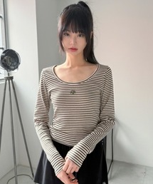 A'GEM/9 × .kom 『muah muah/ムーアムーア』 STRIPE U NECK LONG SLEEVE T-SHIRT/ストライプ U ネック 長袖カットソー