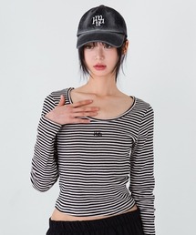 A'GEM/9 × .kom 『muah muah/ムーアムーア』 STRIPE U NECK LONG SLEEVE T-SHIRT/ストライプ U ネック 長袖カットソー