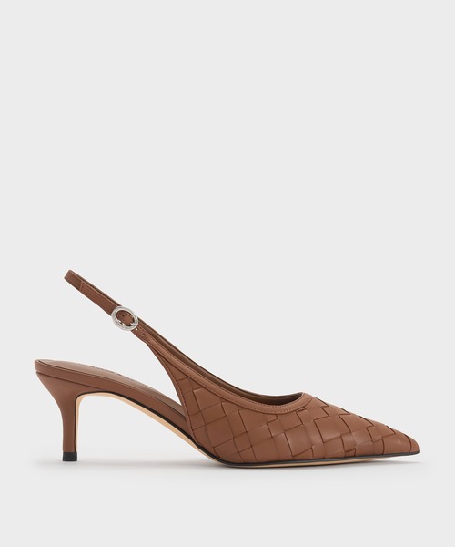 CHARLES & KEITH(チャールズ & キース)の「ウーブン ポインテッドトゥスリングバックパンプス(パンプス・レディース・ブラック/オフホワイト/ブラウン系その他3/バーガンディー・25cm/24.5cm/23.5cm/23cm/22.5cm/22cm/26.5cm/25.5cm)」の3枚目の写真