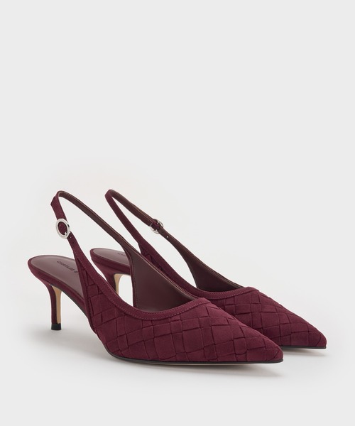 CHARLES & KEITH(チャールズ & キース)の「ウーブン ポインテッドトゥスリングバックパンプス(パンプス・レディース・ブラック/オフホワイト/ブラウン系その他3/バーガンディー・25cm/24.5cm/23.5cm/23cm/22.5cm/22cm/26.5cm/25.5cm)」の16枚目の写真