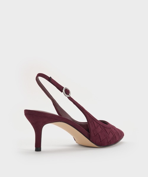 CHARLES & KEITH(チャールズ & キース)の「ウーブン ポインテッドトゥスリングバックパンプス(パンプス・レディース・ブラック/オフホワイト/ブラウン系その他3/バーガンディー・25cm/24.5cm/23.5cm/23cm/22.5cm/22cm/26.5cm/25.5cm)」の15枚目の写真