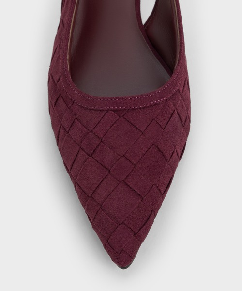 CHARLES & KEITH(チャールズ & キース)の「ウーブン ポインテッドトゥスリングバックパンプス(パンプス・レディース・ブラック/オフホワイト/ブラウン系その他3/バーガンディー・25cm/24.5cm/23.5cm/23cm/22.5cm/22cm/26.5cm/25.5cm)」の14枚目の写真