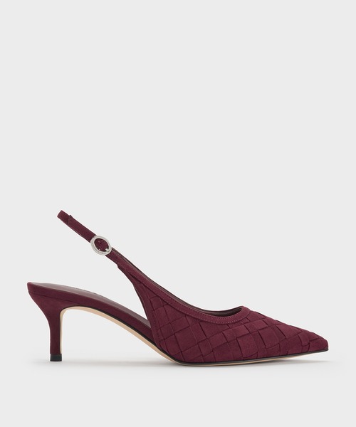 CHARLES & KEITH(チャールズ & キース)の「ウーブン ポインテッドトゥスリングバックパンプス(パンプス・レディース・ブラック/オフホワイト/ブラウン系その他3/バーガンディー・25cm/24.5cm/23.5cm/23cm/22.5cm/22cm/26.5cm/25.5cm)」の17枚目の写真