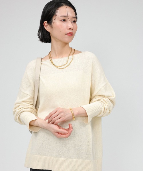 BABYLONE(バビロン)の「ブークレボートネックプルオーバー(ニット/セーター・レディース・チャコール/セージグリーン/オフホワイト・フリー)」の19枚目の写真