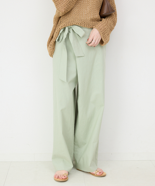 現行品！！定価¥12,100 SLOBE IENA リネン混リボンパンツ　36 現行品！！定価¥12,100 SLOBE IENA リネン混リボンパンツ 36