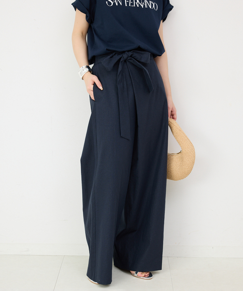 【新品未使用】SLOBE IENA 　ribbon パンツ　リボンパンツ SLOBE IENA パンツ リネン混リボンパンツ レディース : ZOZOTOWN