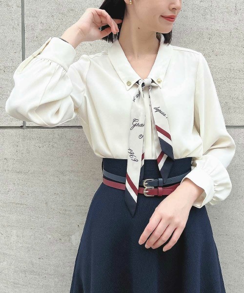 ロゴラインスカーフ付きシャツ/an another angelus □ロゴライン